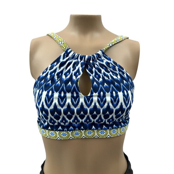 Bleu Rod Beattie Blue Yellow Road To Morocco Geometric Bikini Swim Top Women 6 - Picture 1 of 8